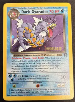 LP+ Pokemon TCG Dark Gyarados Prerelease Holo Rare Card 8/82 Vintage - Image 1