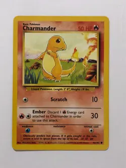 Pokemon Card Base Set Unlimited Charmander 46/102 Light Played - Image 1