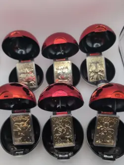 Full Set Of 6, 23K Gold Plated 1999 Burger King Pokemon Trading Cards - Image 1