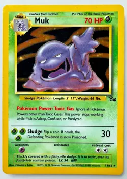Muk Fossil Holo Rare 13/62 Pokemon Card WOTC 1999 Vintage - Image 1