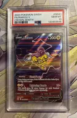 Raikou v Pokemon TCG Crown Zenith Holo Full Art Ultra Rare Card GG41/GG70 PSA 10 - Image 1