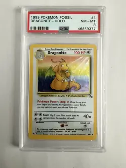 Pokemon Dragonite Fossil Holo Rare Card 4/62 PSA 8 - Image 1