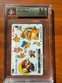 Super Mario Bros Phone Card Bowser Mario World Nintendo Japanese BGS 9.5 - Image 1