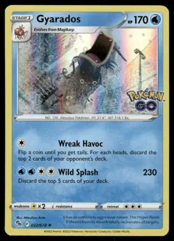 Pokemon Cards Gyarados 022/078 Pokemon GO Holo Rare NM *2 - Image 1