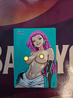 MTG, Island, Jessie Pokemon, Waifu, Alter, Hand Painted by BAZAYO Custom Card - Image 3