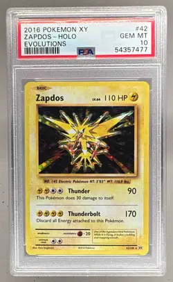 2016 Pokemon XY Evolutions 42 Zapdos Holo PSA 10 54357477 - Image 1
