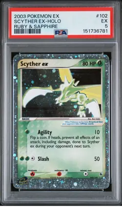 scyther ex 102/109 ruby and sapphire holo PSA Grade 5 Pokemon Collect Vintage - Image 1