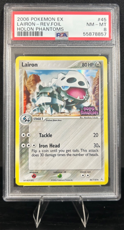 2006 POKEMON EX HOLON PHANTOMS 45/110 LAIRON REVERSE FOIL PSA 8 - Image 1
