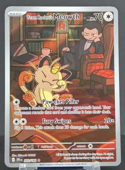 Pokemon Team Rocket's Meowth #203/182 English Destined Rivals Illustration Rare - Image 1