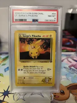 2000 Pokemon Gym CHAL. LT SURGE’S Pikachu #84 PSA 8￼￼ - Image 1