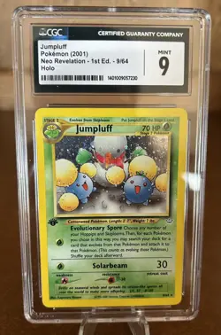 Pokemon TCG Neo Revelation 1st Edition Jumpluff Holo Rare 9/64 CGC MINT 9 - Image 1