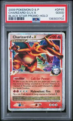 2009 POKEMON DIAMOND & PEARL BLACK STAR PROMO HOLO #DP45 CHARIZARD G LV.X PSA 2 - Image 1