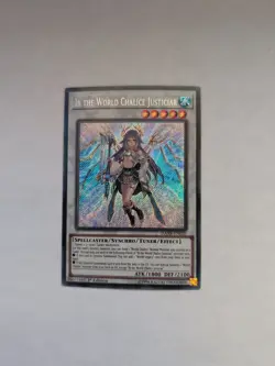 YUGIOH IB THE WORLD CHALICE JUSTICIAR DANE-EN035 1ST SECRET (NM) - Image 1