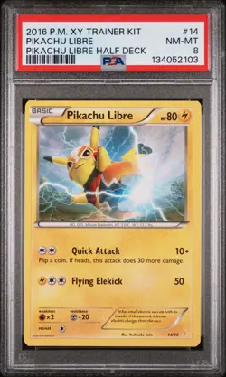2016 POKEMON XY TRAINER KIT PIKACHU LIBRE HALF DECK #14 PIKACHU LIBRE PSA 8 - Image 1
