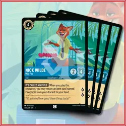 Disney Lorcana TCG: NICK WILDE Wily Fox x4 Uncommon Rise of the Floodborn - Image 1