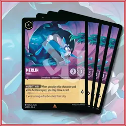 Disney Lorcana TCG: Merlin Rabbit x4 Rise of the Floodborn Rare - Image 1