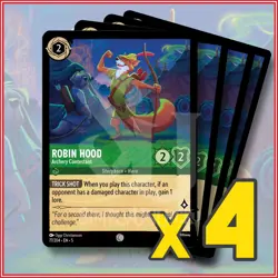 Disney Lorcana: 2024 Robin Hood Archery Contestant 77/204 x4 | Common - Image 1