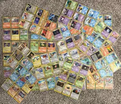 Huge 180 card lot vintage/mid era pokemon, rares, uncommons, starters, ereaders - Image 1