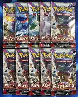 Pokemon 2023 Scarlet & Violet Paldea Evolved Booster Pack Lot X10 Artset SV Nm M - Image 1