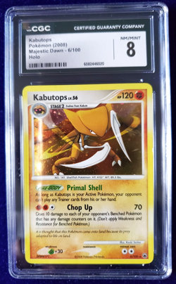 Pokemon TCG DP Majestic Dawn Kabutops 6/100 Cosmos Holo w/ Swirl CGC 8 NM/Mint - Image 1