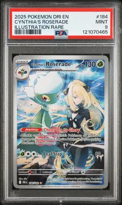 2025 POKEMON DRI EN-DESTINED RIVALS ILLUSTRATION RARE CYNTHIA'S ROSERADE PSA 9 - Image 1