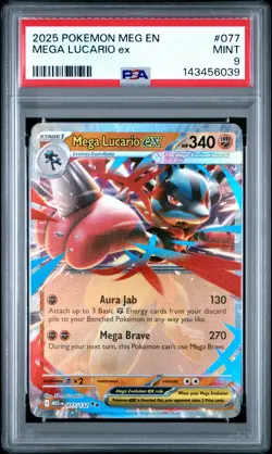 Mega Lucario Ex 077 - PSA 9 - Pokemon Meg En-Mega Evolution - MINT - Image 1