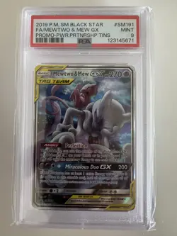 2019 Pokemon Mewtwo Mew GX Power Partnership Tins Full Art Promo #SM191 PSA 9 - Image 1