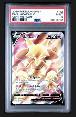 2020 POKEMON SWORD & SHIELD VIVID VOLTAGE 172 FULL ART/ALAKAZAM V PSA 9 MINT WOW - Image 1