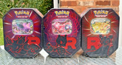 POKEMON TCG SCARLET & VIOLET DESTINED RIVALS TEAM ROCKET TINS ART SET X3 *SEALED - Image 1