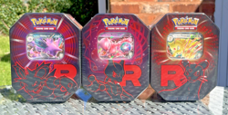 POKEMON TCG SCARLET & VIOLET DESTINED RIVALS TEAM ROCKET TINS ART SET X3 *SEALED - Image 2