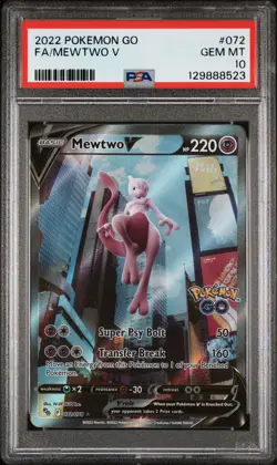 2022 POKEMON GO #072 FULL ART/MEWTWO V PSA 10 - Image 1