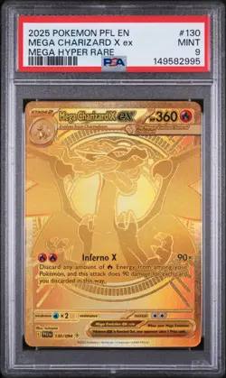 2025 POKEMON PFL EN-PHANTASMAL FLAMES MEGA HYPER RARE MEGA CHARIZARD X EX PSA 9 - Image 1