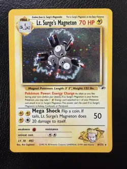 Lt. Surge's Magneton 8/132 Holo Gym Heroes Pokemon WotC Vintage With Swirl🌀 LP - Image 2