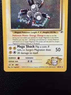 Lt. Surge's Magneton 8/132 Holo Gym Heroes Pokemon WotC Vintage With Swirl🌀 LP - Image 4