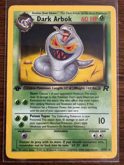 Pokemon TCG Dark Arbok Team Rocket #19 Rare 1st Edition - Image 1