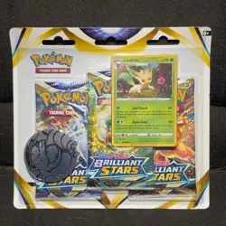 Pokemon Sword & Shield Brilliant Stars Leafeon 3 Pack Blister English Sealed - Image 1
