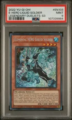 Yugioh Elemental Hero Liquid Soldier 2022 Limited Secret Rare PSA 9 Mint - Image 1