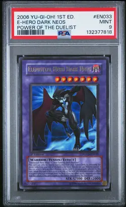 2006 YU-GI-OH! POTD-POWER OF THE DUELIST 1ST ED ELEMENTAL HERO DARK NEOS PSA 9 - Image 1