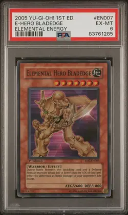 2005 YU-GI-OH! ELEMENTAL ENERGY 1ST EDITION #EN007 ELEMENTAL HERO BLADEDGE PSA 6 - Image 1