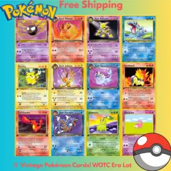 RETRO Pokemon Card Lot - 5 Authentic Wizards of the Coast Cards FREE SHIPPING - Image 1
