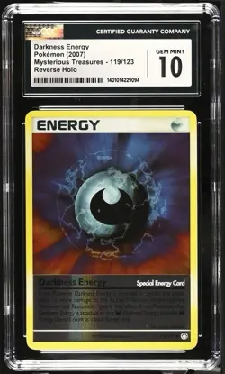 2007 Pokemon Mysterious Treasures Reverse Holo #119/123 Darkness Energy CGC 10 - Image 1