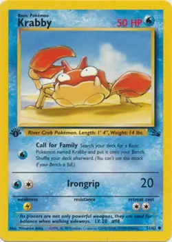 Krabby 51/62 Fossil Set 1st Edition Vintage 1999 Pokemon Card - Image 1