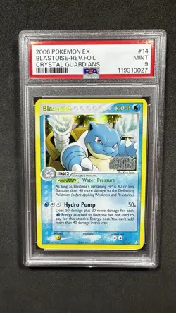 Pokemon TCG Blastoise EX Crystal Guardians Reverse Holo Card 14/100 PSA 9 - Image 1