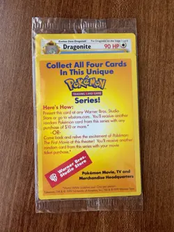 Sealed Dragonite Pokemon The First Movie WB Promo Black Star 1999 Card WOTC New - Image 1