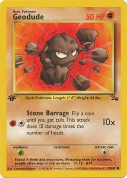Geodude 47/62 Fossil Set 1st Edition Vintage 1999 Pokemon Card - Image 1