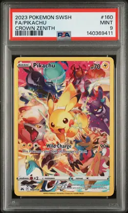 PSA 9 - PIKACHU - 160/159 SWORD SHIELD CROWN ZENITH POKEMON - Image 1