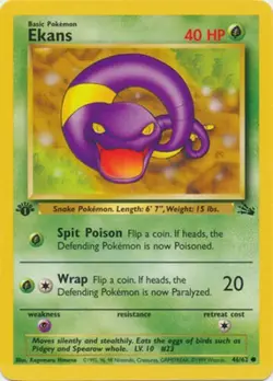 Ekans 46/62 Fossil Set 1st Edition Vintage 1999 Pokemon Card - Image 1