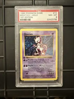 Mewtwo PSA 8 Base Set 1st Edition Shadowless #10 Pokemon 1999 Holo Rare - Image 2