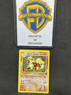 POKEMON GYM CHALLENGE UNLIMITED BLAINE’S ARCANINE HOLO 1/132 LP- - Image 1