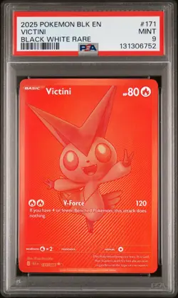 2025 POKEMON BLK EN-BLACK BOLT BLACK WHITE RARE #171 VICTINI PSA 9 - Image 1